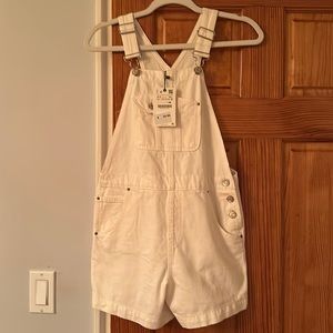 Girls Zara White denim shorts overalls size 13-14